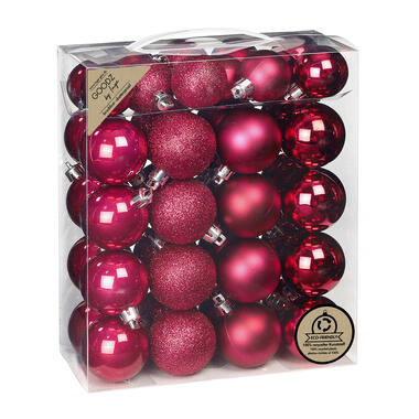 Inge Christmas kerstballen - 44x - bessen roze - kunststof - mix product