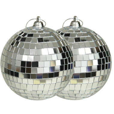 Othmar Decorations kerstballen - disco - 2x st - zilver - 10 cm product