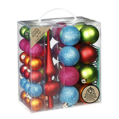 Inge Christmas kerstballen -39x - gekleurd - kunststof - met piek product