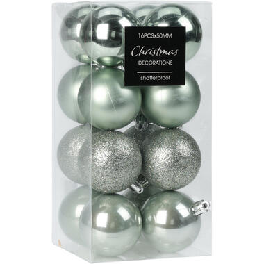 Christmas Decoration mini kerstballen - 24x -groen 3 cm kunststof product