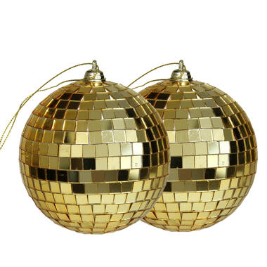 Othmar Decorations kerstballen - disco - 2x st - goud - 10 cm product