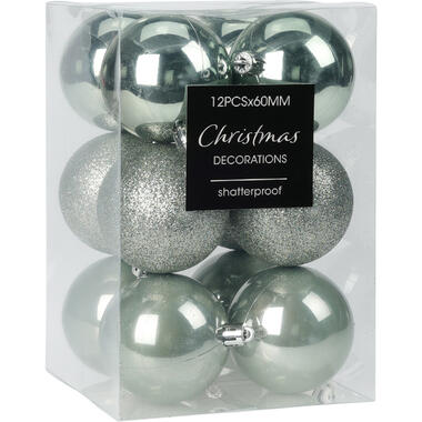 Christmas Decoration kerstballen - 12x - groen 6 cm kunststof product