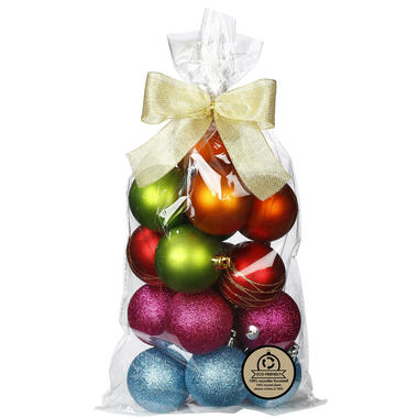 Inge Christmas kerstballen - 16x - gekleurd - kunststof - 6 cm product