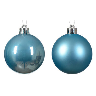 Decoris kerstballen - 12x -ijs blauw 6 cm -kunststof product