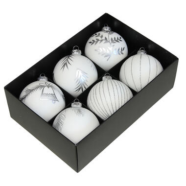 Othmar Decorations kerstballen - luxe - 6x - glas - 8 cm - wit product