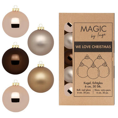 Inge Christmas Goods Kerstballen - 30x - glas - bruin - 6 cm product