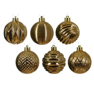 Decoris kunststof kerstballen luxe- 12x- 8 cm -goud product