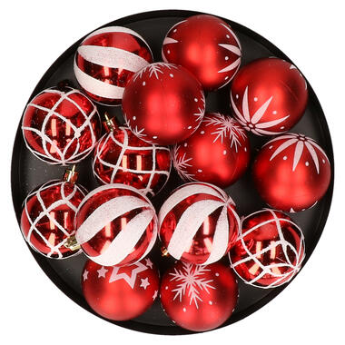 Feeric Christmas kerstballen -25x - 6cm - rood product