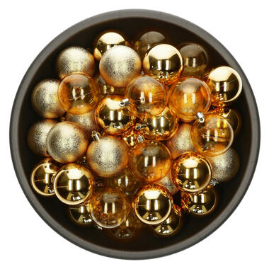 Decoris kunststof kerstballen - 25x stuks - 8 cm -goud product