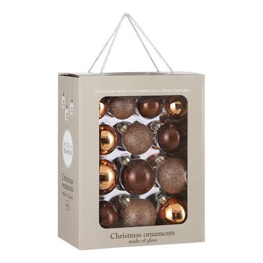 House of Seasons Kerstballen Set - 26 Stuks - Ø7 cm - Glas - Bruin product