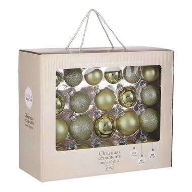 House of Seasons Kerstballen Set - 42 Stuks - Ø7 cm- Glas - Lichtgroen product