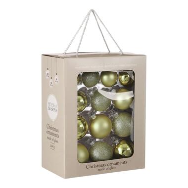 House of Seasons Kerstballen Set - 26 Stuks - Ø7 cm- Glas - Lichtgroen product