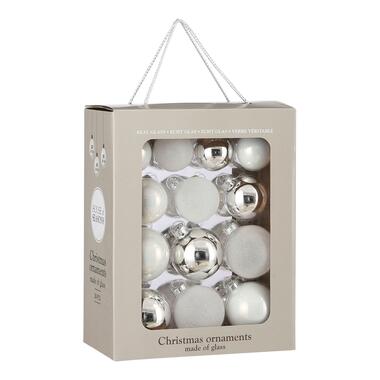 House of Seasons Kerstballen Set - 26 Stuks - Ø7 cm - Glas - Wit product