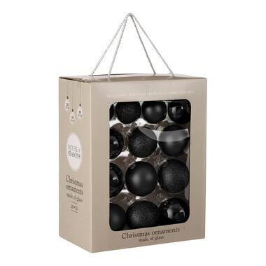 House of Seasons Kerstballen Set - 26 Stuks - Ø7 cm - Glas - Zwart product