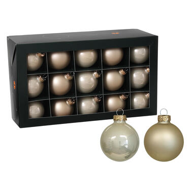 Othmar Decorations Kerstballen 36x - champagne - glas - 6cm product