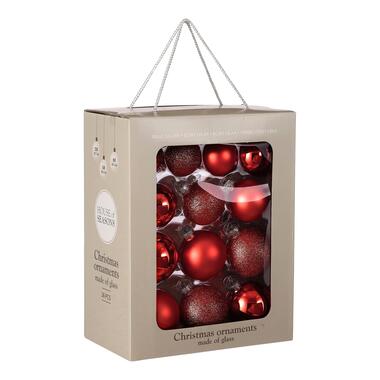 House of Seasons Kerstballen Set - 26 Stuks - Ø7 cm - Glas - Rood product