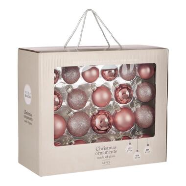 House of Seasons Kerstballen Set - 42 Stuks - Ø7 cm - Glas - Roze product