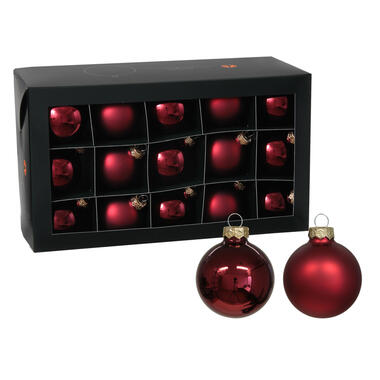 Othmar Decorations kerstballen - 36x - donkerrood - glas - 6 cm product