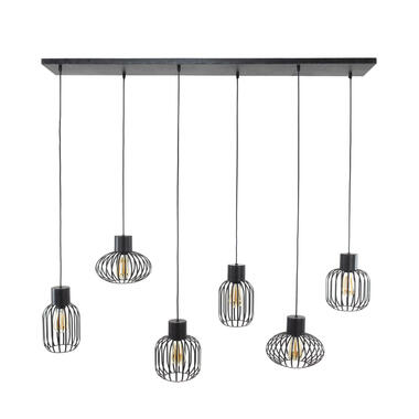 Hanglamp industrieel Luise metaal 6-lichts - 28x145x150 cm - Metaal - Grijs product