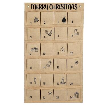 House of Seasons Adventskalender - L85 x B50 cm - Jute - Bruin product