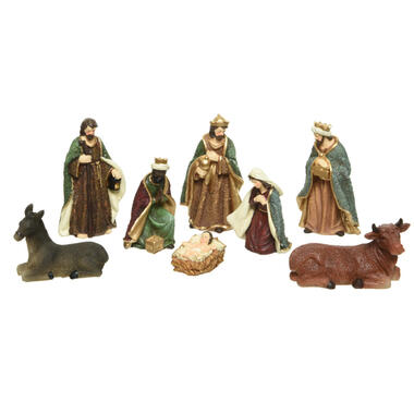 Decoris kerststalbeelden - set 8x stuks - tot 20 cm - polyresin product