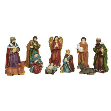 Decoris kerststalbeelden - set 10x stuks - tot 13 cm - polyresin product