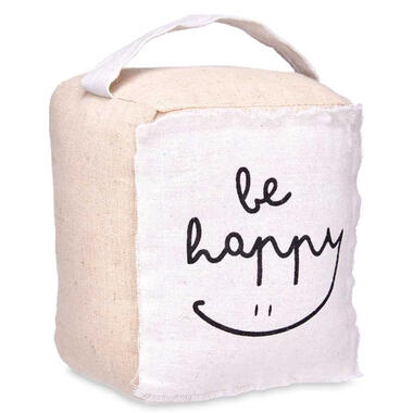 Giftdecor Deurstopper - 1 kg - beige - happy -A 14,5 x 16 x 19 cm product