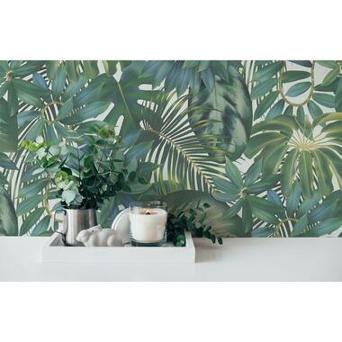 Livingwalls behang - jungle-motief - groen, wit en blauw - 53 cm x 10,05 m - AS product