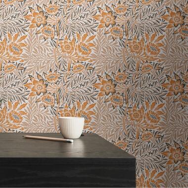 Livingwalls behang - bloemmotief - oranje, beige, wit en zwart product