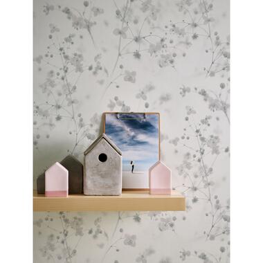 Livingwalls behang - bloemmotief - wit en grijs - 53 cm x 10,05 m - AS-387263 product