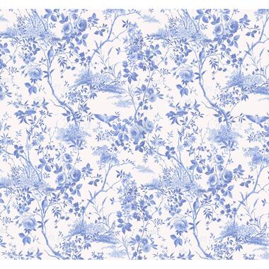 Sanders & Sanders fotobehang - bloemen en vogels - blauw - 300 x 280 cm - 612444 product