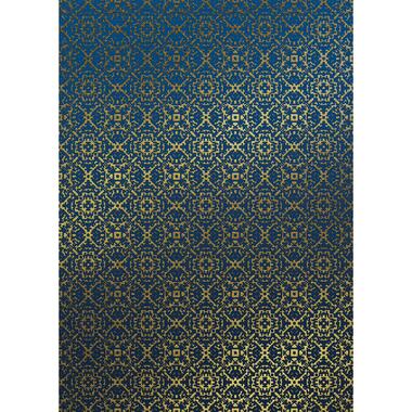 Sanders & Sanders fotobehang - aztec - blauw en goud - 200 x 280 cm - 611823 product