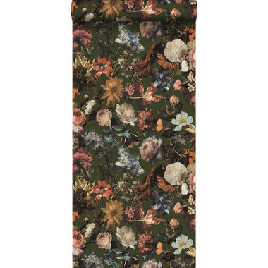 Walls4You behang - bloemmotief - groen, roze en oranje - 0,53 x 10,05 m - 935329 product