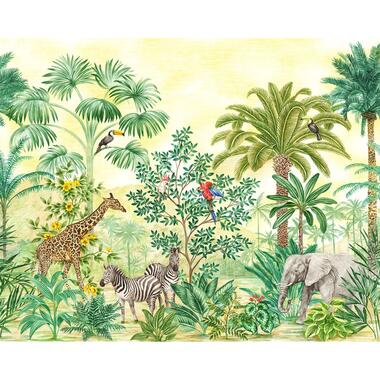 Sanders & Sanders fotobehang - jungle met dieren - groen - 350 x 280 cm - 612143 product