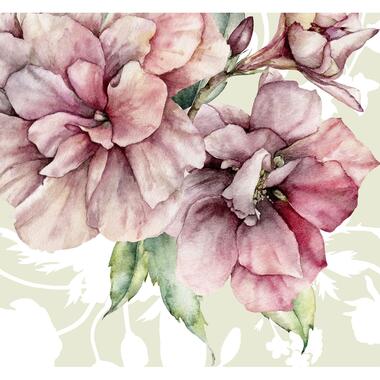 Sanders & Sanders fotobehang - bloemen - roze en groen - 300 x 280 cm - 611998 product