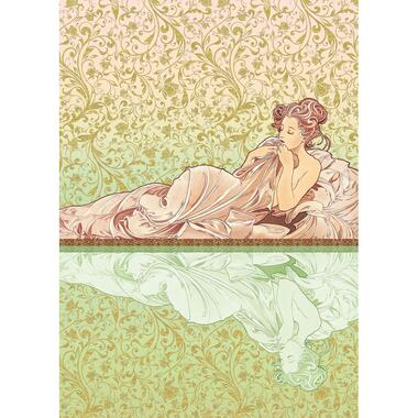 Sanders & Sanders fotobehang - art nouveau - groen en oudroze - 200 x 280 cm product