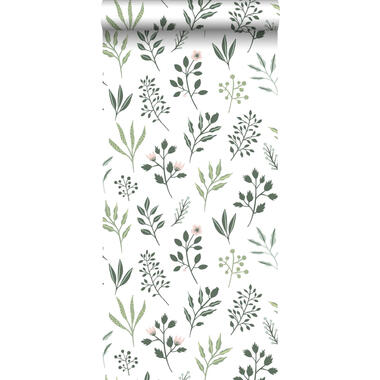 Walls4You behang - veldbloemen - groen en wit - 0,53 x 10,05 m - 935320 product