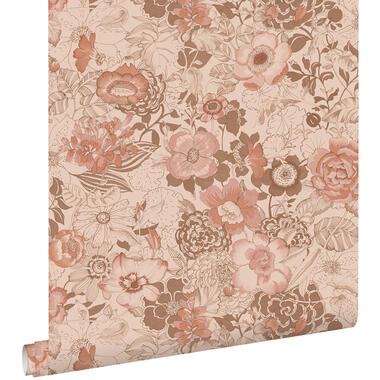 ESTAhome behang - vintage bloemen - terracotta roze - 50 x 900 cm - 139766 product