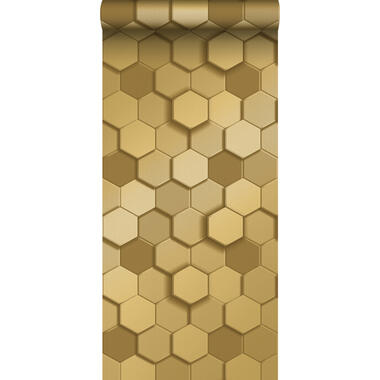 Origin Wallcoverings eco-texture vliesbehang - 3d hexagon motief - goud product