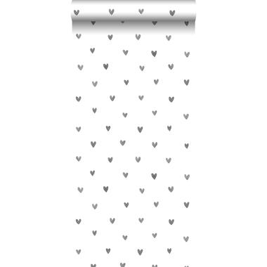 Walls4You behang - confetti hartjes - grijs en wit - 53 cm x 10,05 m - 935299 product