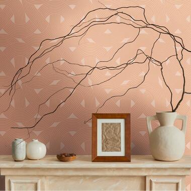 Livingwalls behang - art deco motief - oranje en roest bruin - 53 cm x 10,05 m product