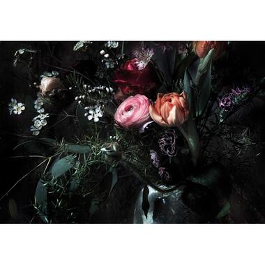 Sanders & Sanders fotobehang - bloemen - multicolor op zwart - 368 x 254 cm product