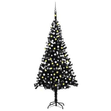 vidaXL Kunstkerstboom met verlichting en kerstballen 240 cm PVC zwart product