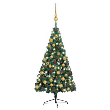 vidaXL Kunstkerstboom met verlichting en kerstballen half 150 cm groen product