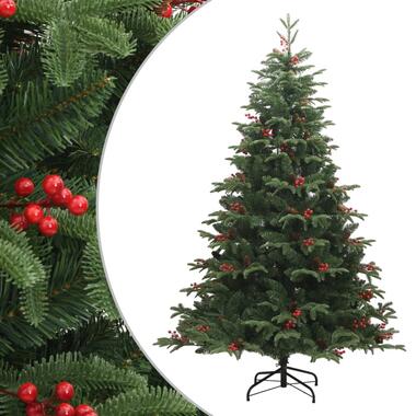 vidaXL Kunstkerstboom met scharnieren dennenappels en bessen 180 cm product