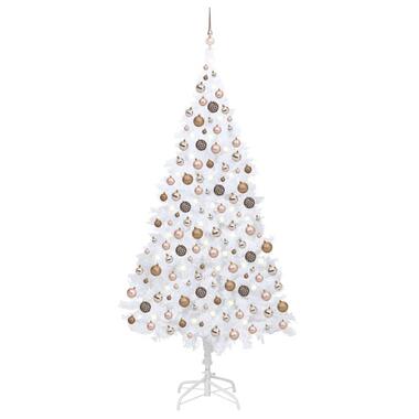 vidaXL Kunstkerstboom met verlichting en kerstballen 210 cm PVC wit product