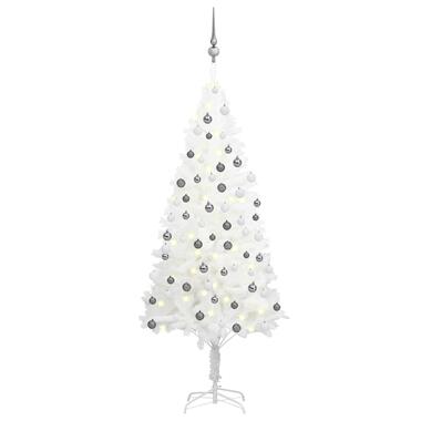 vidaXL Kunstkerstboom met verlichting en kerstballen 150 cm PVC wit product