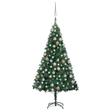 vidaXL Kunstkerstboom met verlichting en kerstballen 180 cm PVC groen product