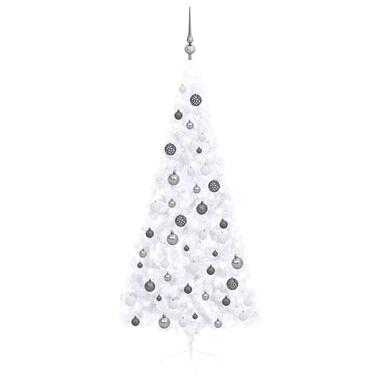 vidaXL Kunstkerstboom met verlichting en kerstballen half 180 cm wit product