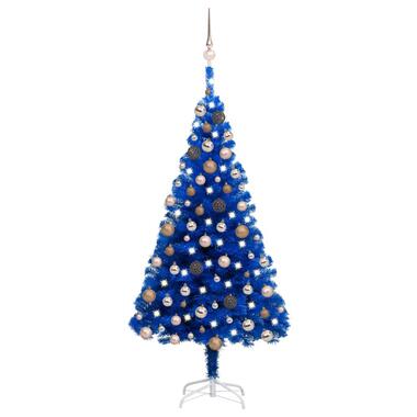 vidaXL Kunstkerstboom met verlichting en kerstballen 150 cm PVC blauw product